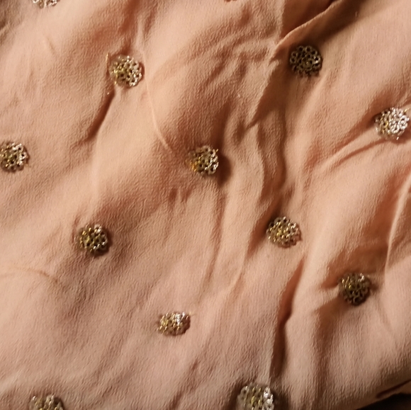 Light peach Pure chiffon sequin motif fabric /saree - Picture 4 of 5
